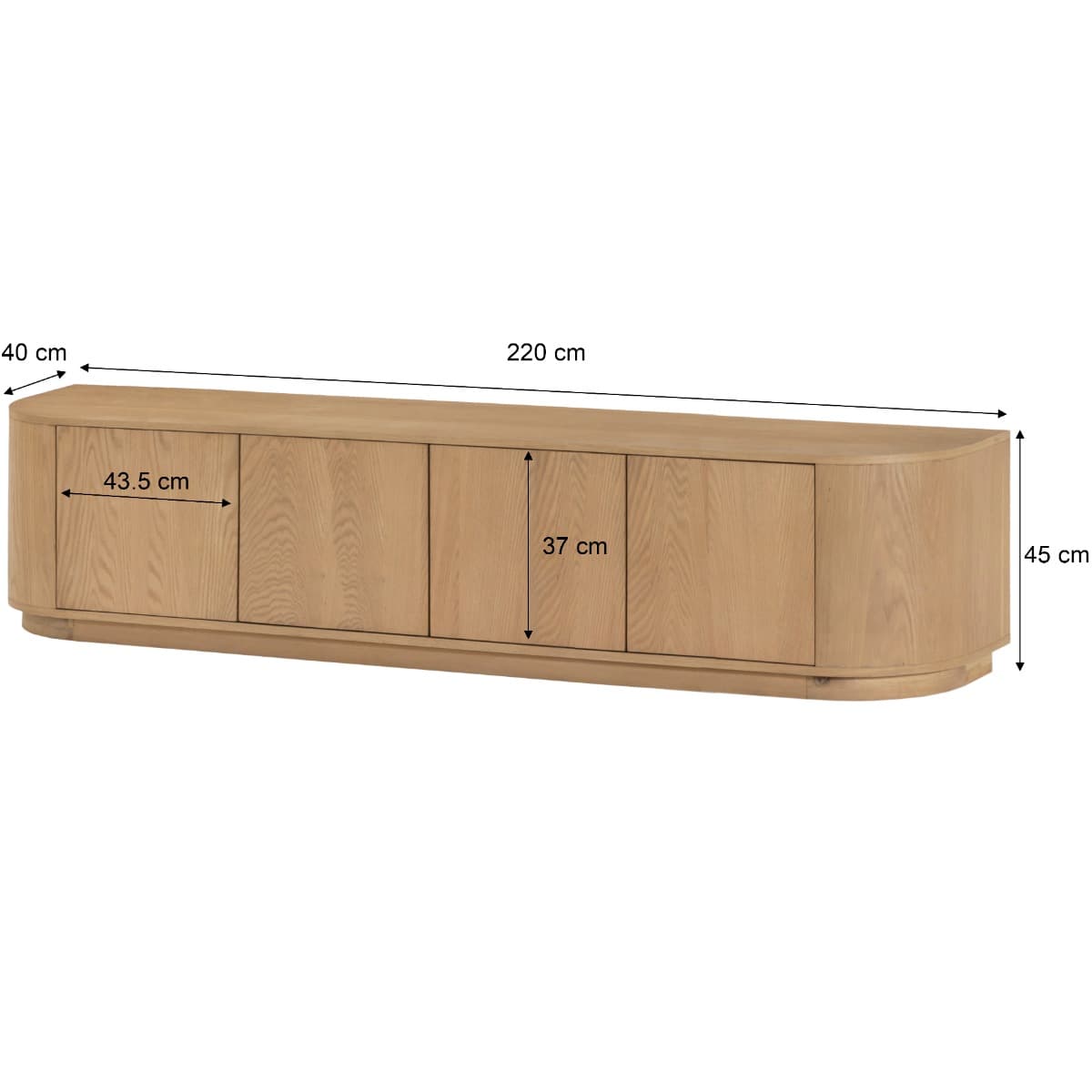 Tv-Meubel Novy 220 cm Naturel - 4