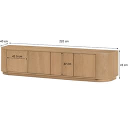 Tv-Meubel Novy 220 cm Naturel - 4