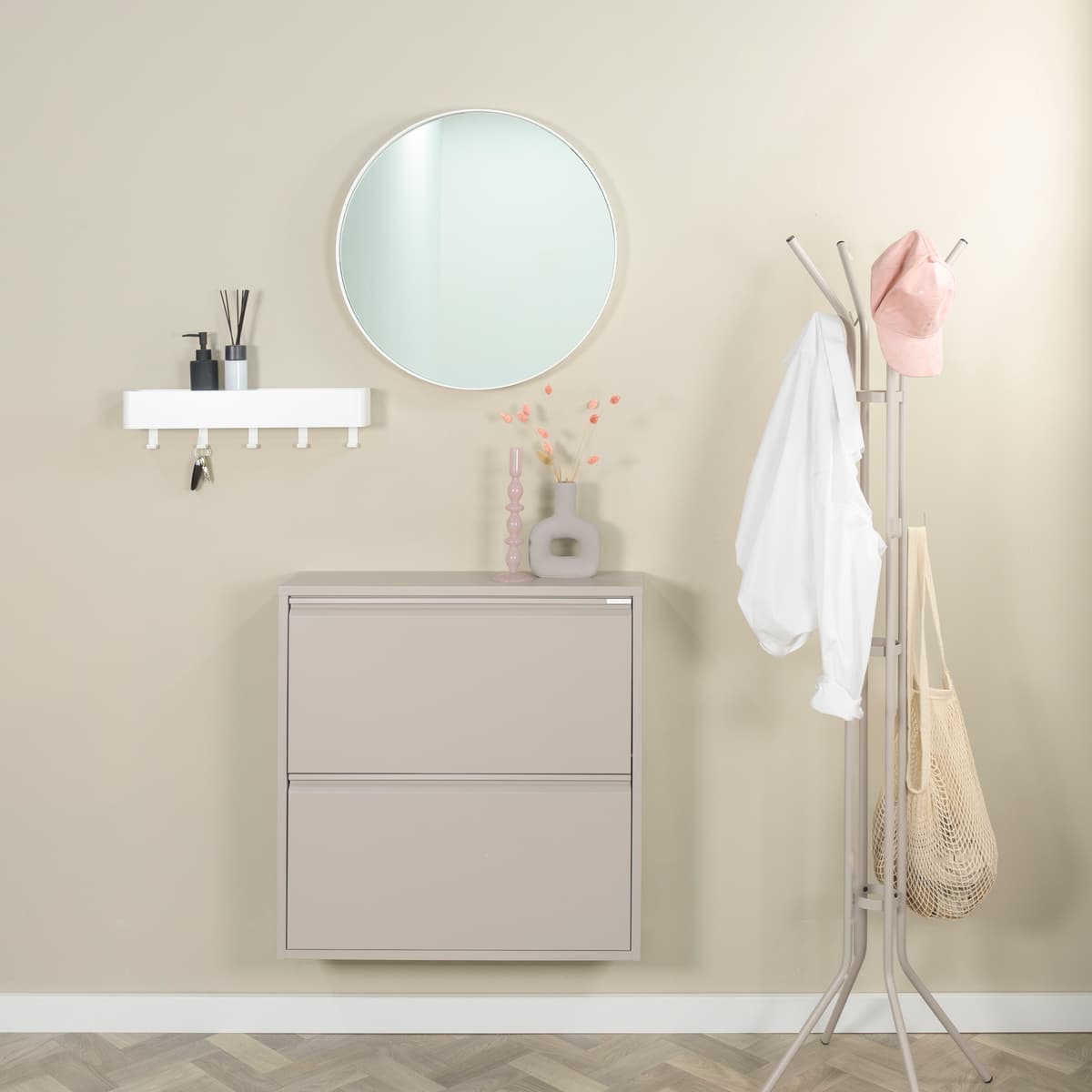 Schoenenkast Bobbie 2 laden Silky Taupe - 1