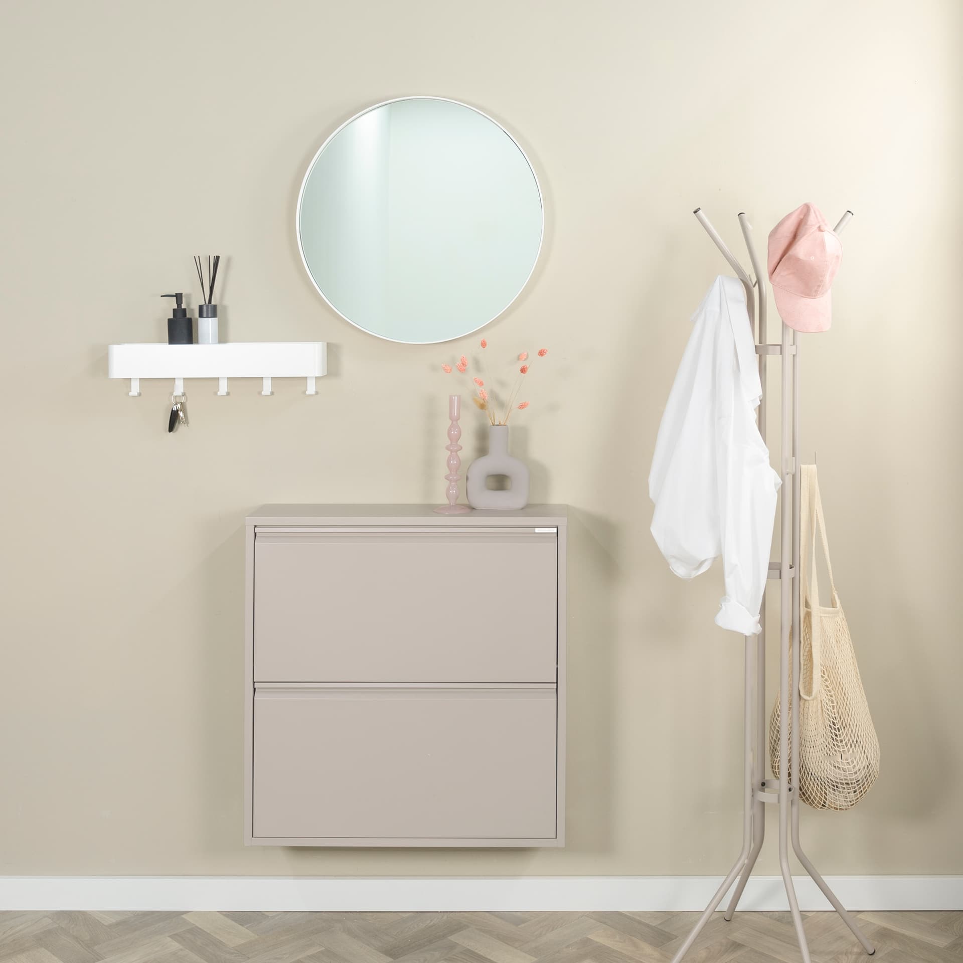 Schoenenkast Bobbie 2 laden Silky Taupe