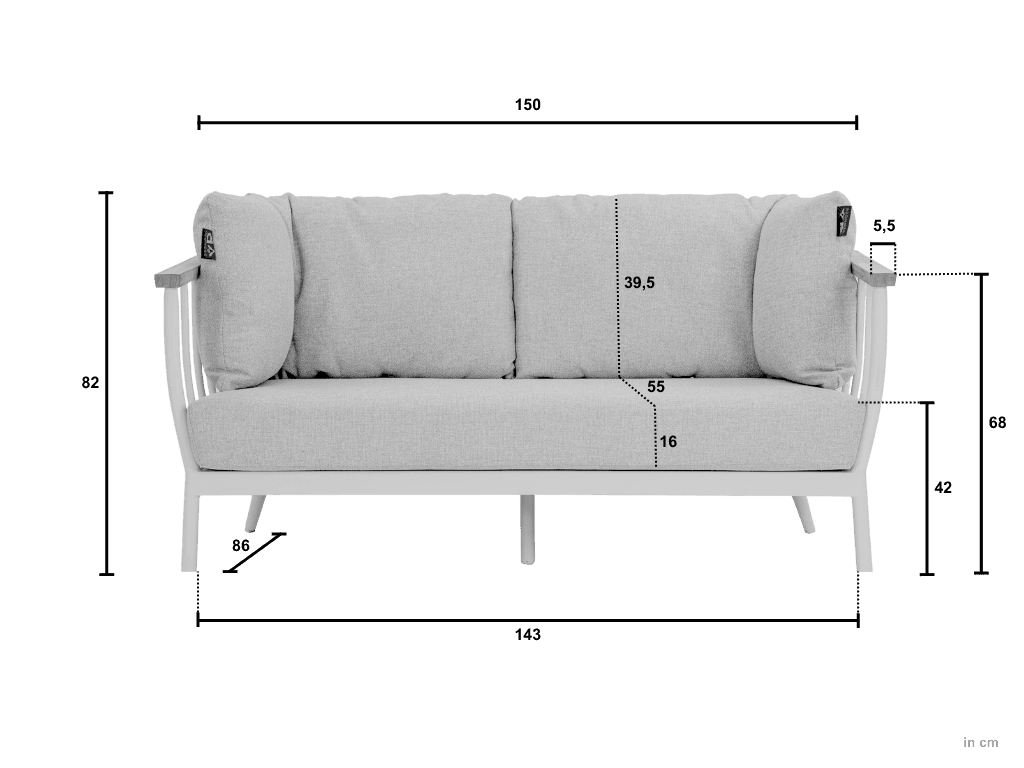 Loungebank 150 cm Condor Black Apple Bee - 3