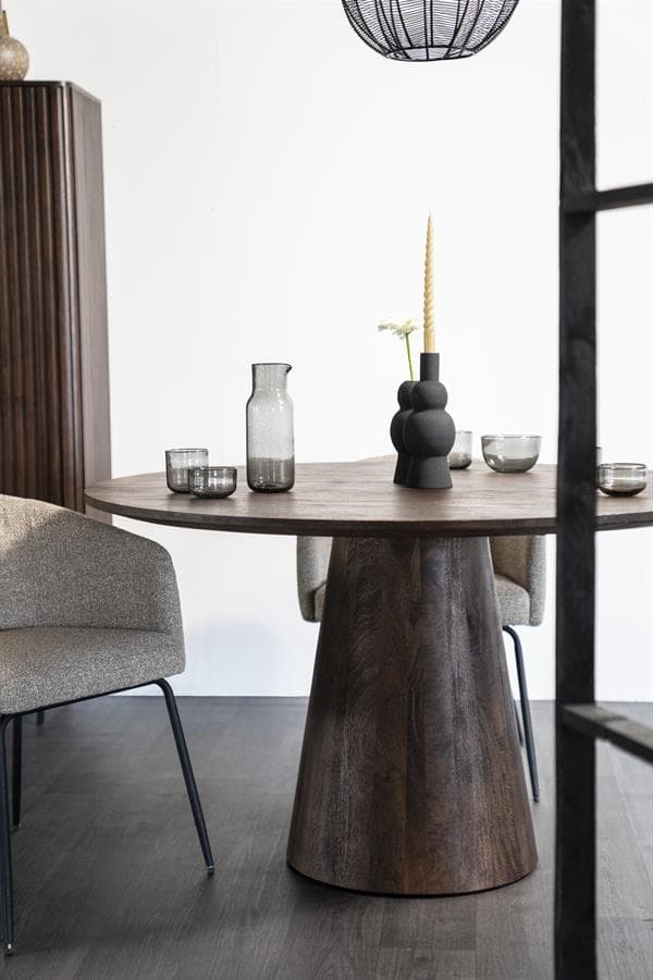 Eettafel Aron rond 130 - bruin - 1