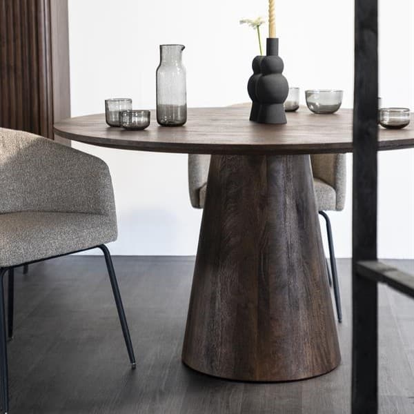 Eettafel Aron rond 130 - bruin - 1
