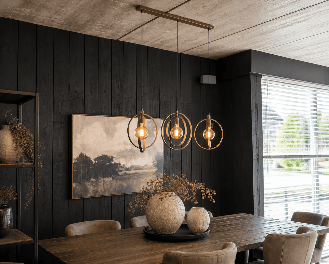 Hanglamp Turner Beige 3-lichts met Draaibare Ringen