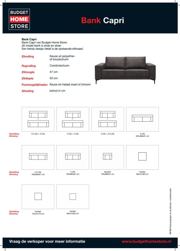Bank Capri 2,5 Zits Presley Antraciet - 7