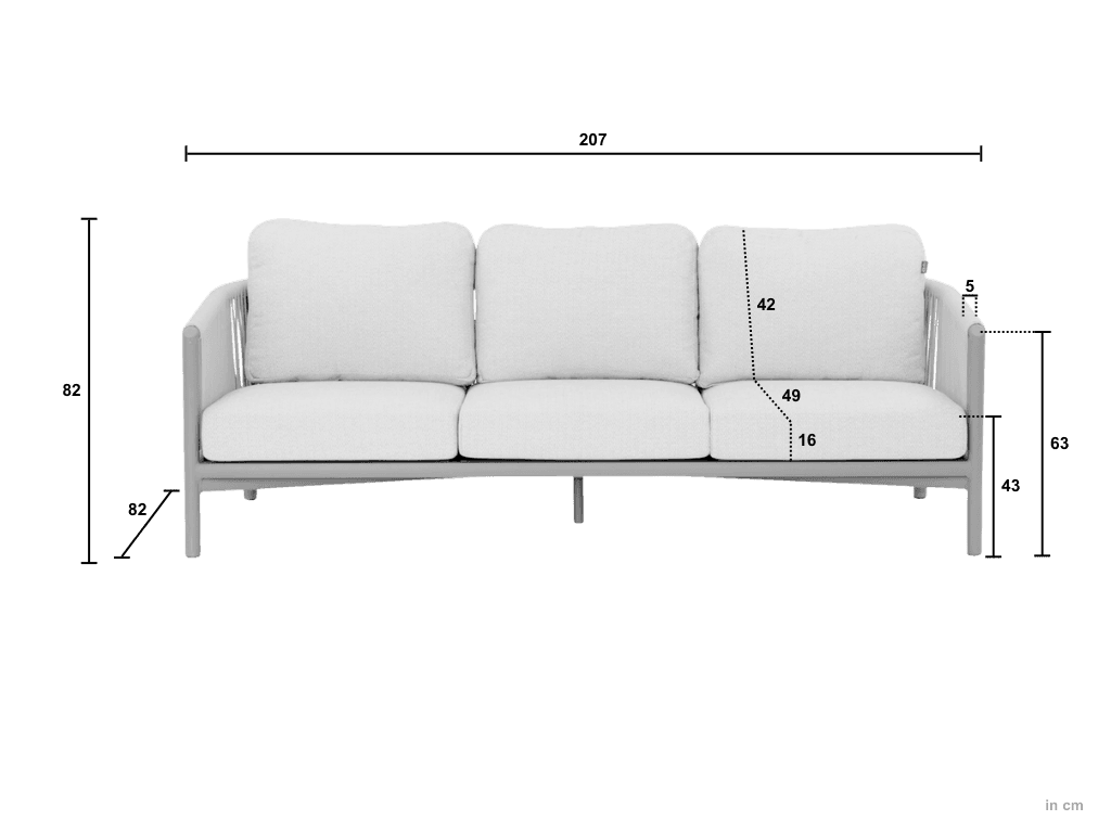 Bora Bora Taupe - Lounge Tuinbank 3 zits Apple Bee - 5