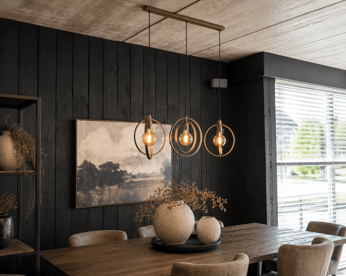 Hanglamp Turner Beige 3-lichts met Draaibare Ringen - 2
