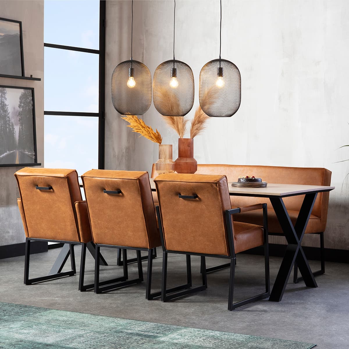 Eetkamerstoel Kenzo met metalen armleuning - 4