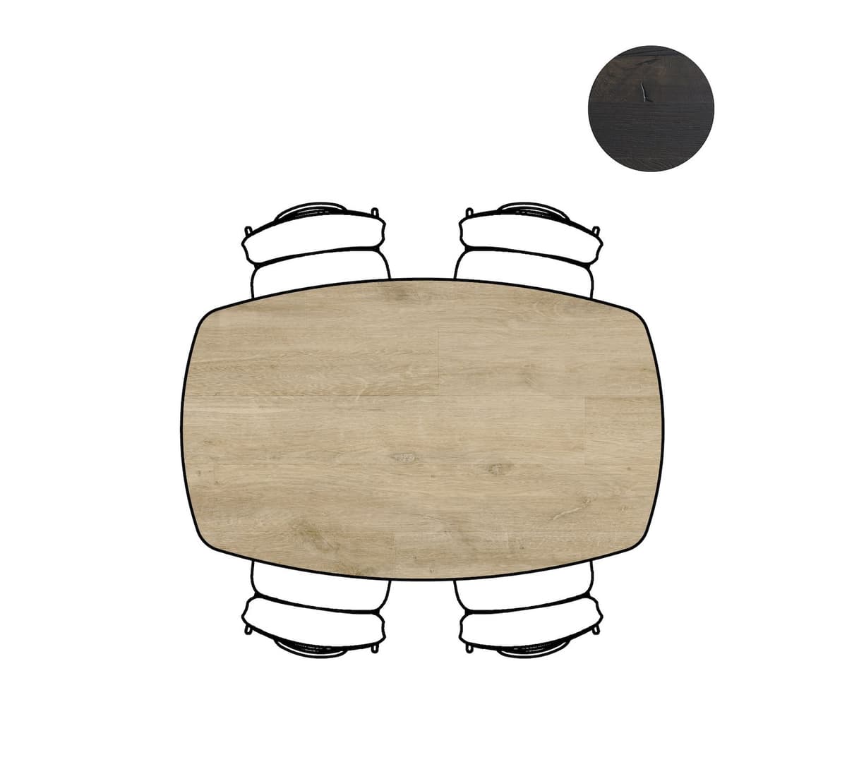 Tafel ovaal 160x100 cnp Arvada Centrale poot zwart natural - 3