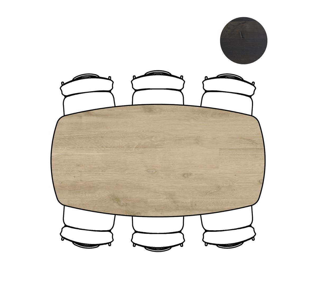 Tafel ovaal 190x100 cpt Arvada Nebbia poot Naturel Nebbia - 3