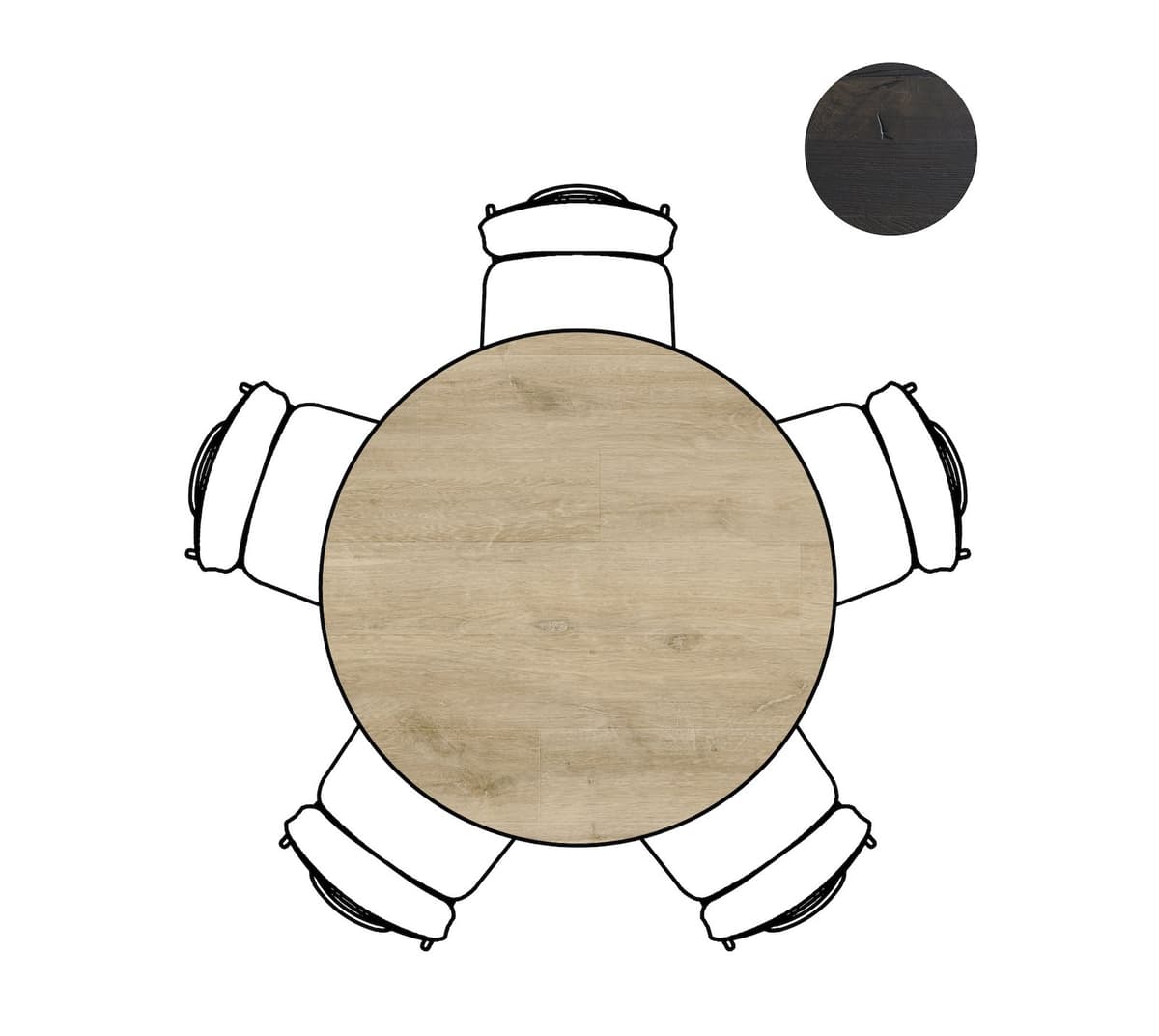 Tafel rond dia 125 cnpt Arvada Centrale poot zwart natural - 3