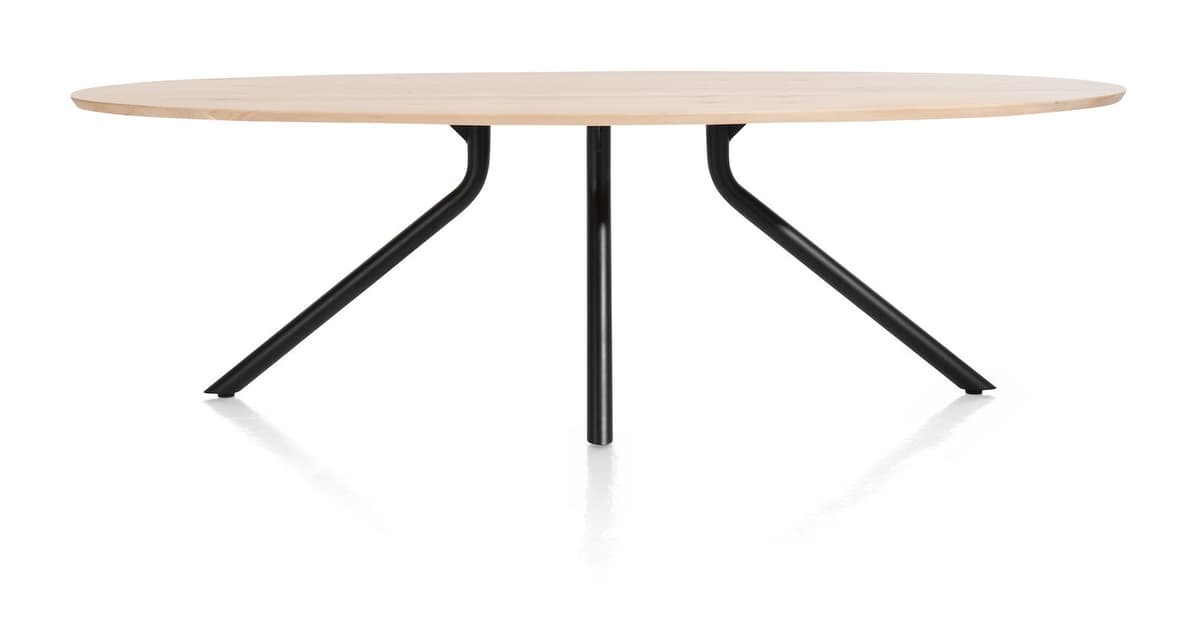 Tafel ellips 250x110 cp Arvada Centrale poot zwart natural - 1
