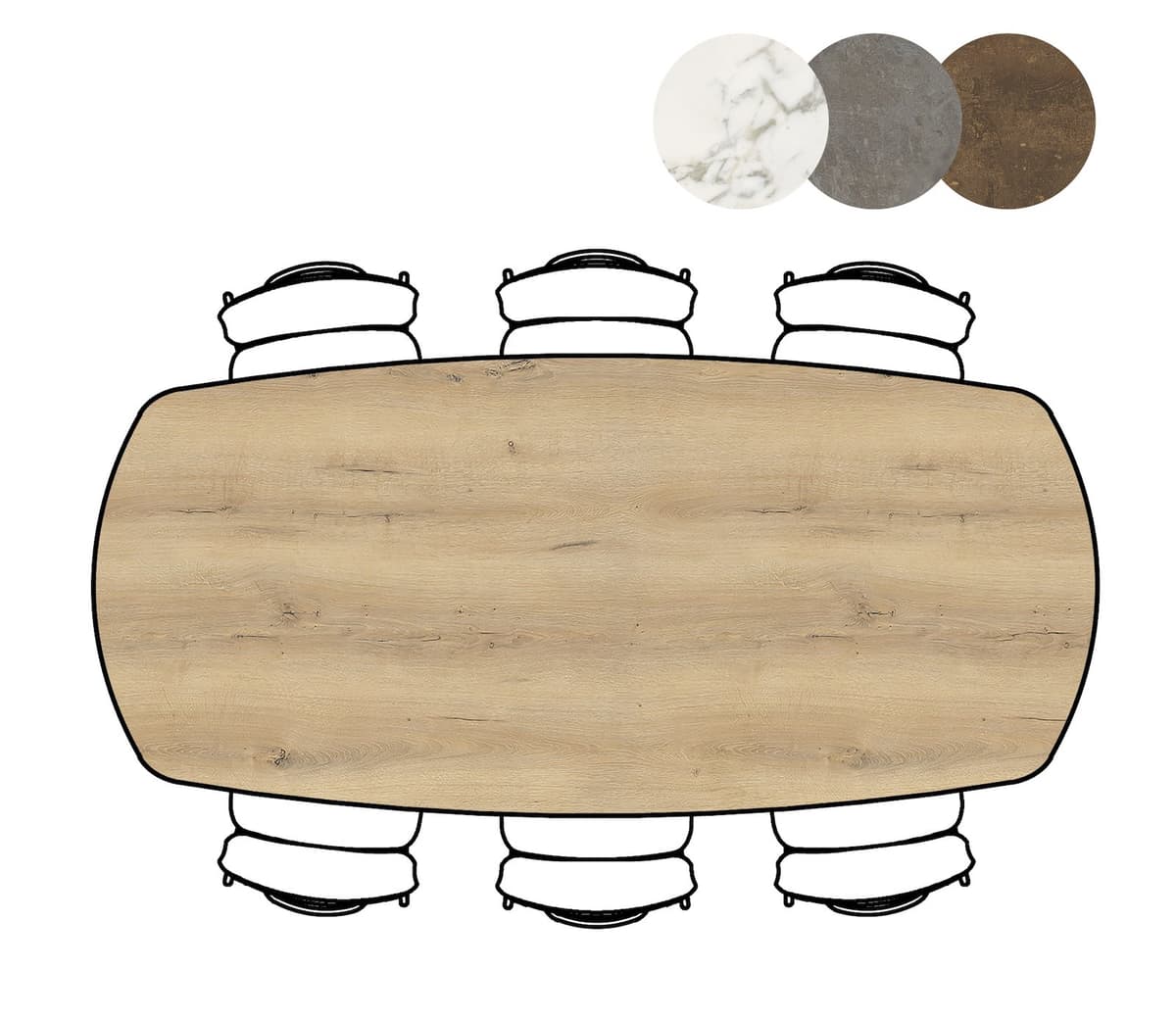 Bartafel ovaal 110x240 Masura Eiken - 2