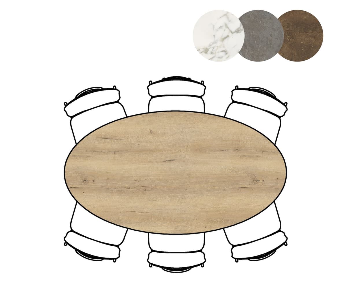 Bartafel 100x180 ellips Masura Eiken - 3