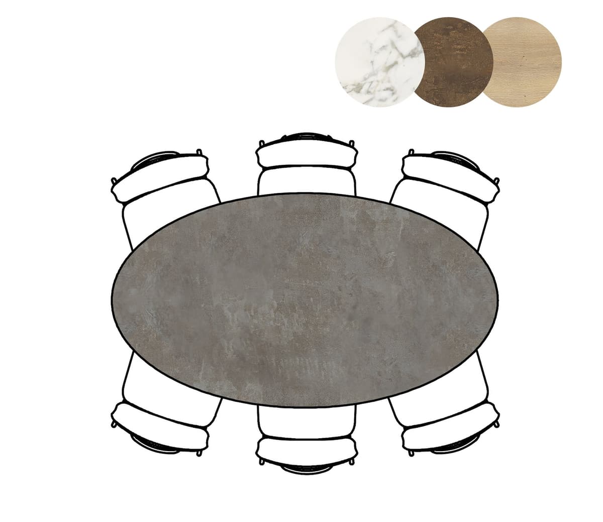 Bartafel 100x180 ellips Masura Antraciet - 4